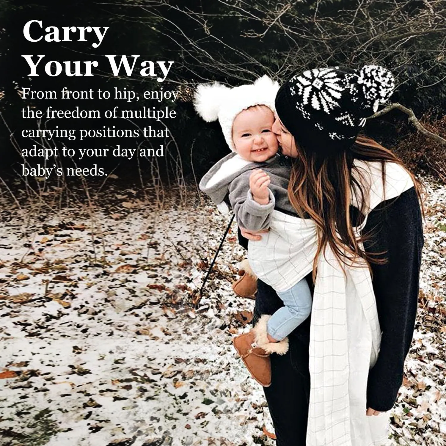 Ring Sling Baby Carrier, Soft Cotton Baby Sling Carrier Newborn to Toddler, Baby Wraps Carrier for Plus Size Parents, Perfect Shower Gift, White Plaid
