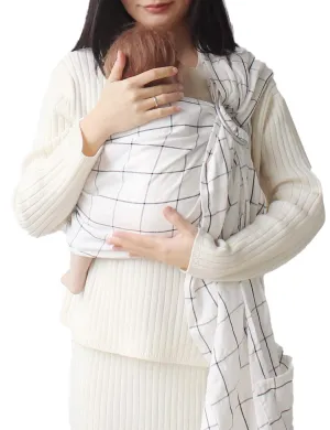 Ring Sling Baby Carrier, Soft Cotton Baby Sling Carrier Newborn to Toddler, Baby Wraps Carrier for Plus Size Parents, Perfect Shower Gift, White Plaid