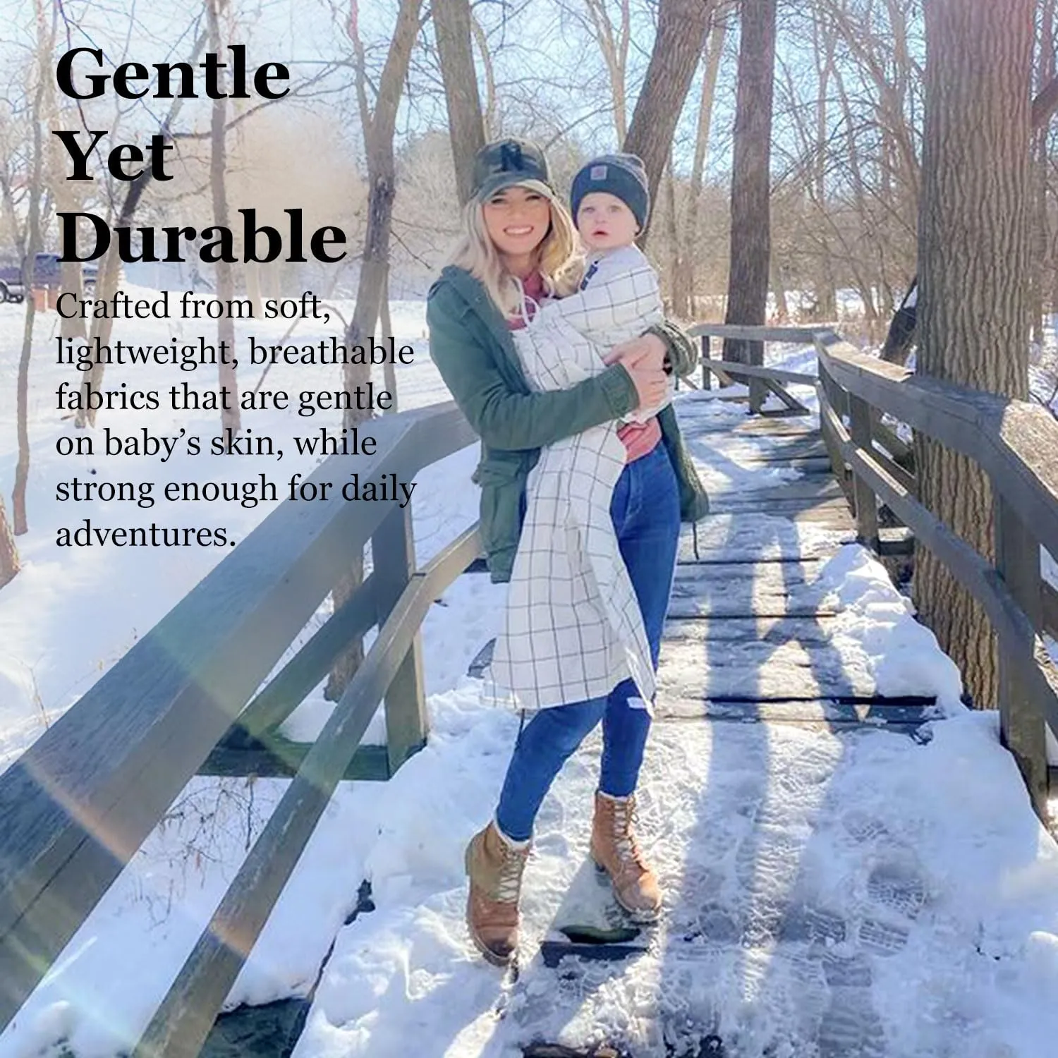Ring Sling Baby Carrier, Soft Cotton Baby Sling Carrier Newborn to Toddler, Baby Wraps Carrier for Plus Size Parents, Perfect Shower Gift, White Plaid