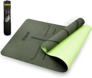 Robust TPE Non-Slip Yoga Mat-1/4 Inch Thick Exercise Mat with Position Lines- Workout Mat with Carrying Straps and Storage Bag- Gym Mat for Workout, Pilates and Exercises- Suitable for Men and Women
