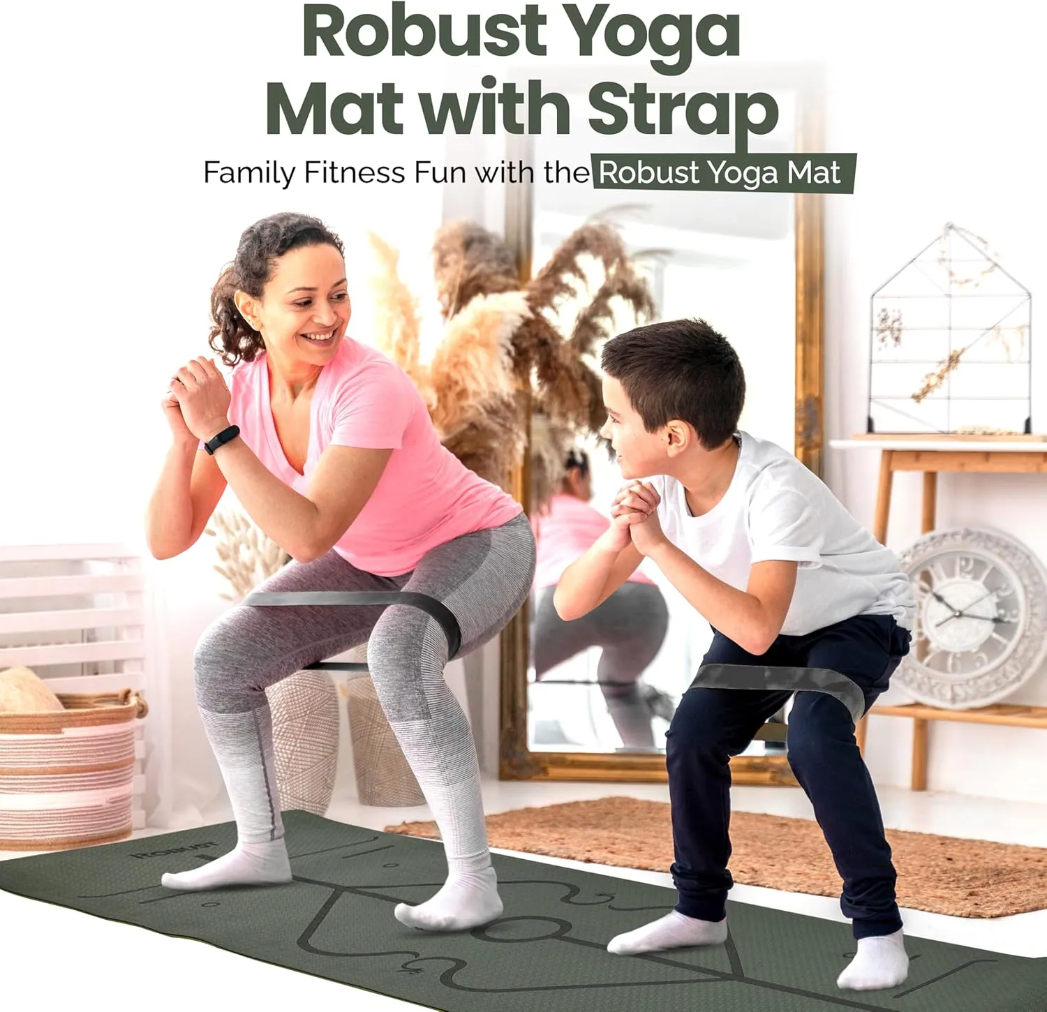 Robust TPE Non-Slip Yoga Mat-1/4 Inch Thick Exercise Mat with Position Lines- Workout Mat with Carrying Straps and Storage Bag- Gym Mat for Workout, Pilates and Exercises- Suitable for Men and Women