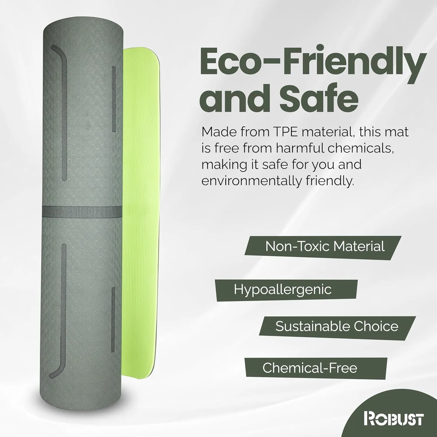 Robust TPE Non-Slip Yoga Mat-1/4 Inch Thick Exercise Mat with Position Lines- Workout Mat with Carrying Straps and Storage Bag- Gym Mat for Workout, Pilates and Exercises- Suitable for Men and Women