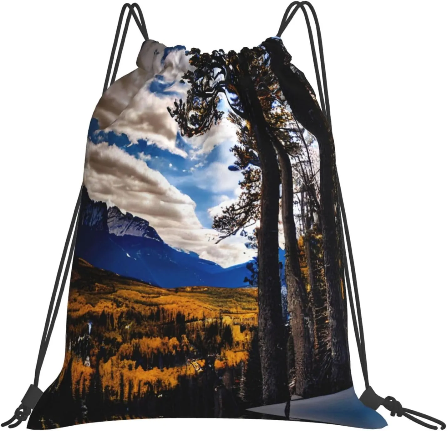 Rocky Mountain Range print Casual drawstring backpack, lightweight and portable, fit for daily, sports and travel