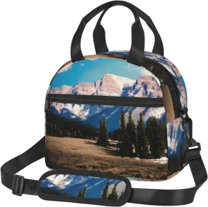 Rocky Mountains print Bag for Lunch Fit for office work picnic travelling insulated lunch bag