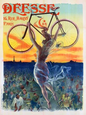 ROLLED-CANVAS-fine-art-print-Bicycle-Deesse-1898-Vintage-42x31_in
