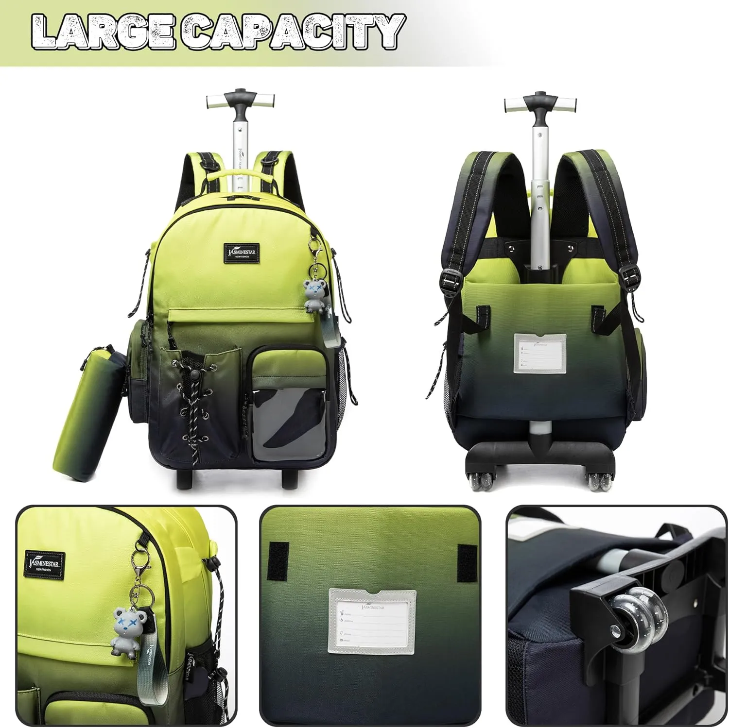 Rolling Backpack with Wheels for Teens & Traveling
