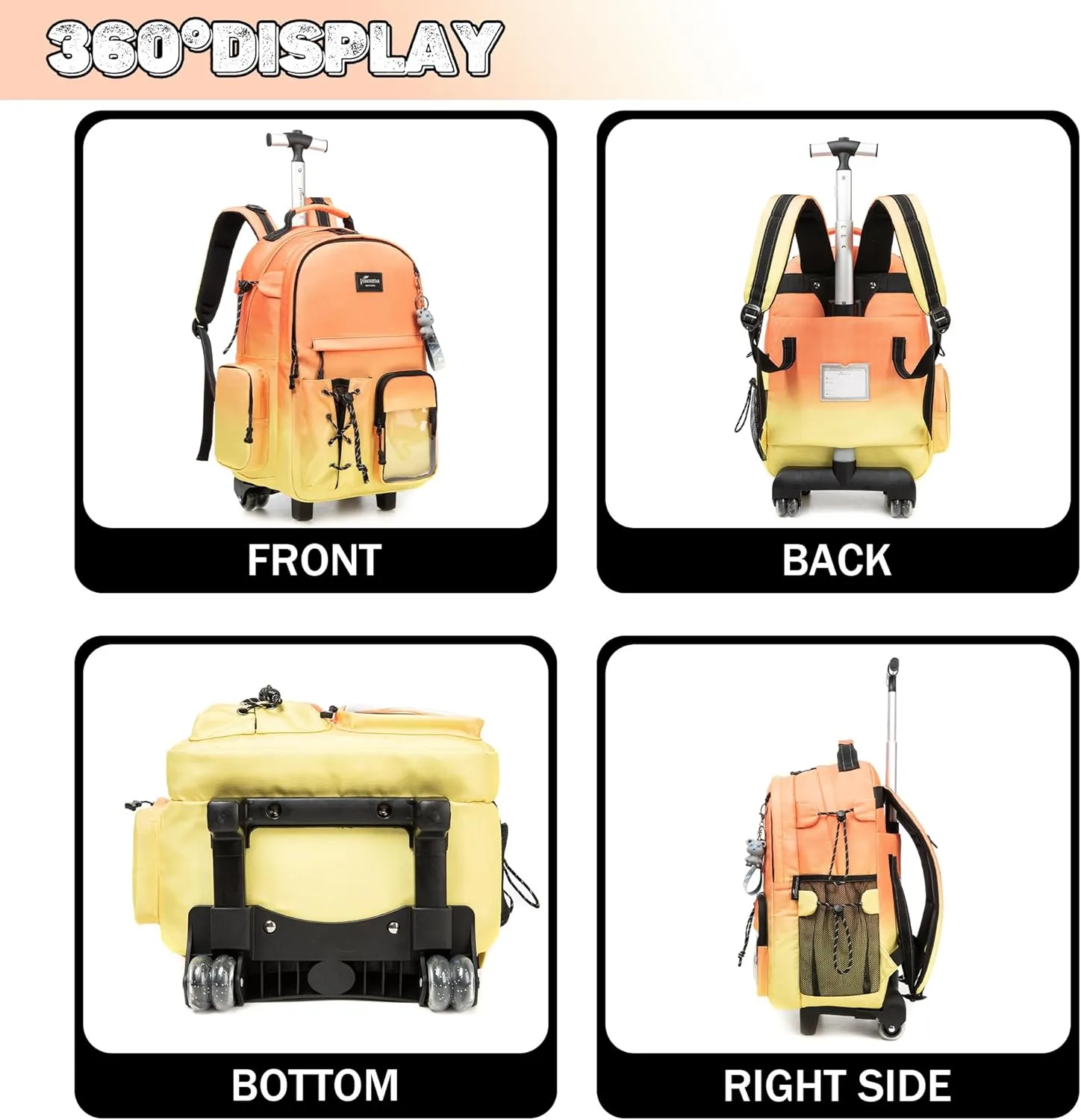 Rolling Backpack with Wheels - School & Travel Backpack for Teens & Kids