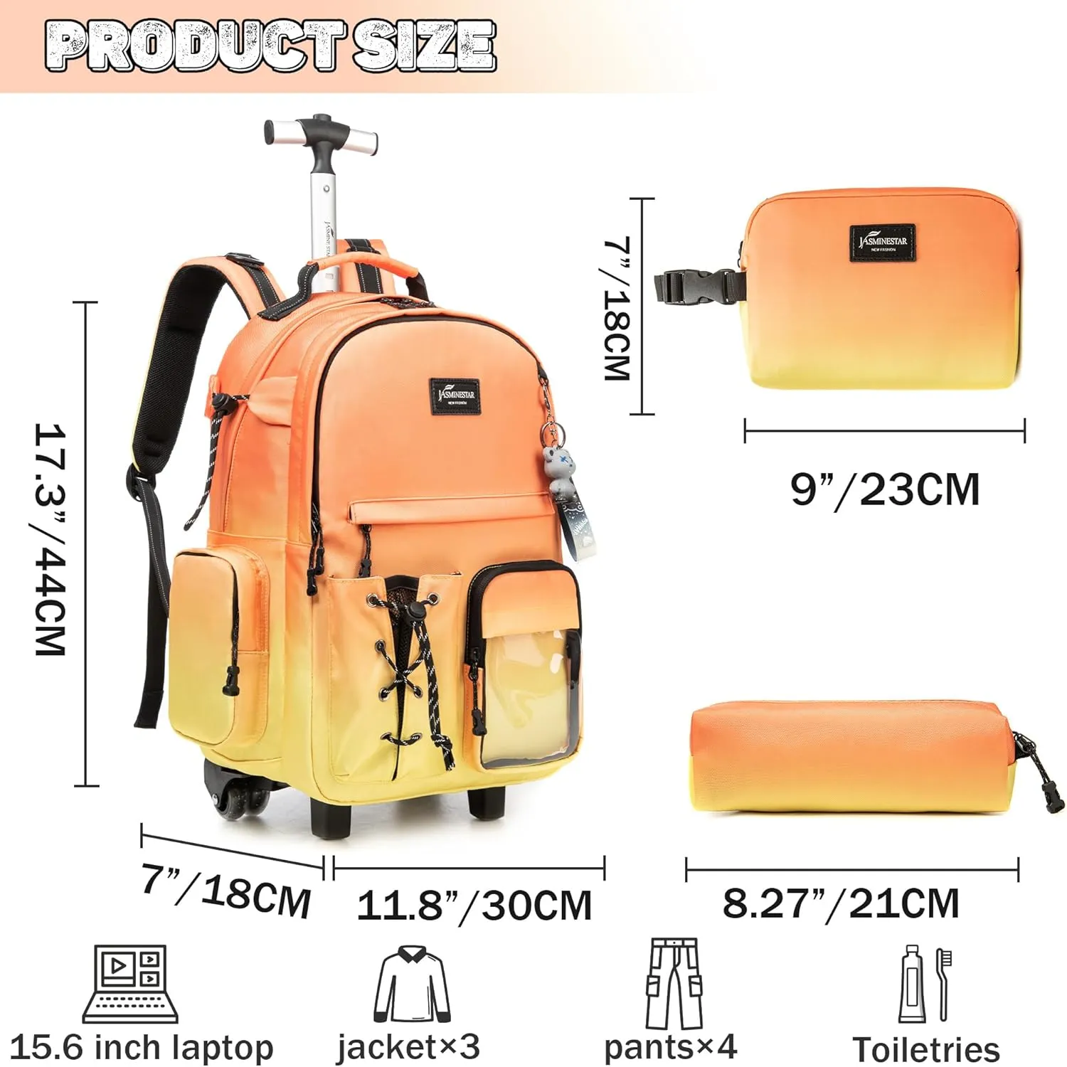 Rolling Backpack with Wheels - School & Travel Backpack for Teens & Kids