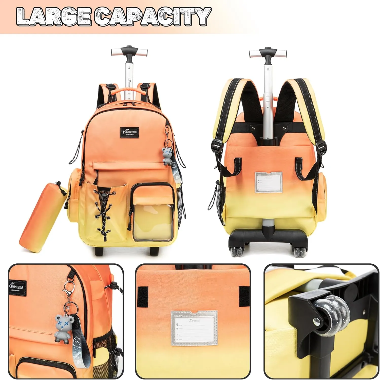 Rolling Backpack with Wheels - School & Travel Backpack for Teens & Kids