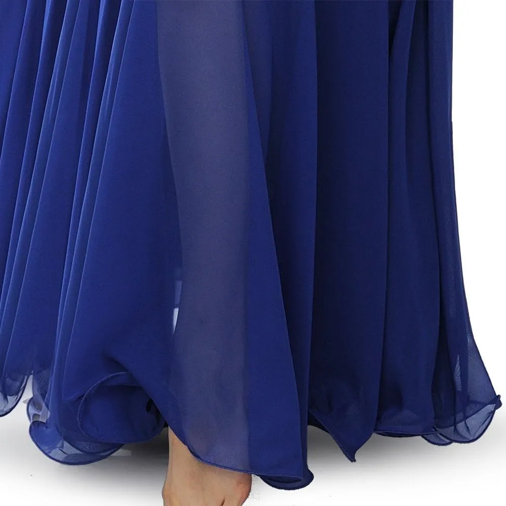 ROYAL SMEELA Chiffon Belly Dance Skirt for Women Belly Dancing Costume Outfit Tribal Maxi Full Skirts Solid Color Skirt Voile