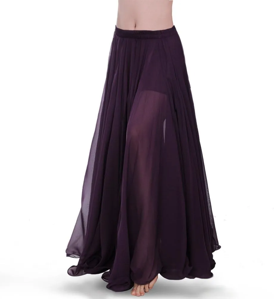 ROYAL SMEELA Chiffon Belly Dance Skirt for Women Belly Dancing Costume Outfit Tribal Maxi Full Skirts Solid Color Skirt Voile