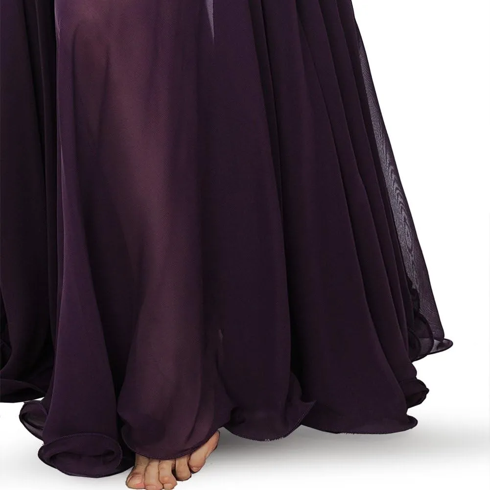 ROYAL SMEELA Chiffon Belly Dance Skirt for Women Belly Dancing Costume Outfit Tribal Maxi Full Skirts Solid Color Skirt Voile