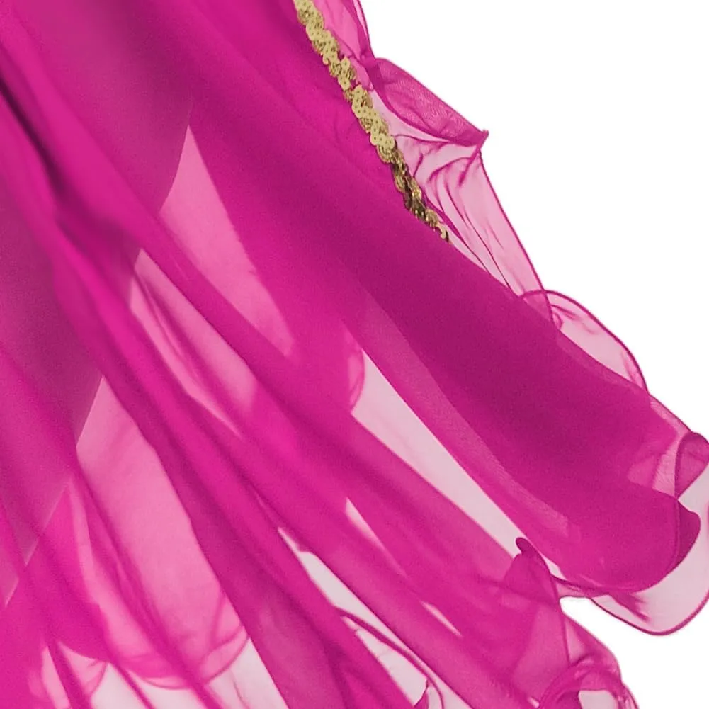 ROYAL SMEELA Women's Skirt Belly Dance Costume for Women Dancing Dress High Split Beach Ruffle Bellydance Skirts Red