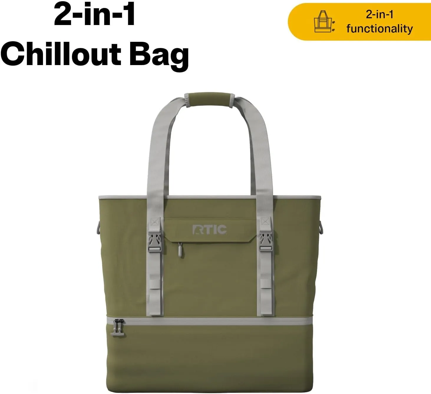 RTIC 2-in-1 Chillout Bag Soft Insulated Cooler Tote, Portable, for Lunch, Beach, Travel, Drink, Beverage, Car, Camping, Picnic, 24-Can Capacity,