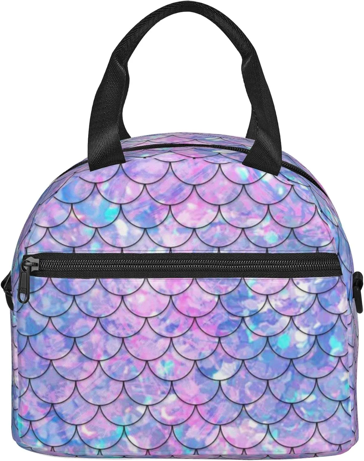 scales Lunch Bag, Reusable Mermaid Box for Boys Girls, Insulated Cooler Bag Lunch Tote Bag with Shoulder Strap for School Office Picnic Travel