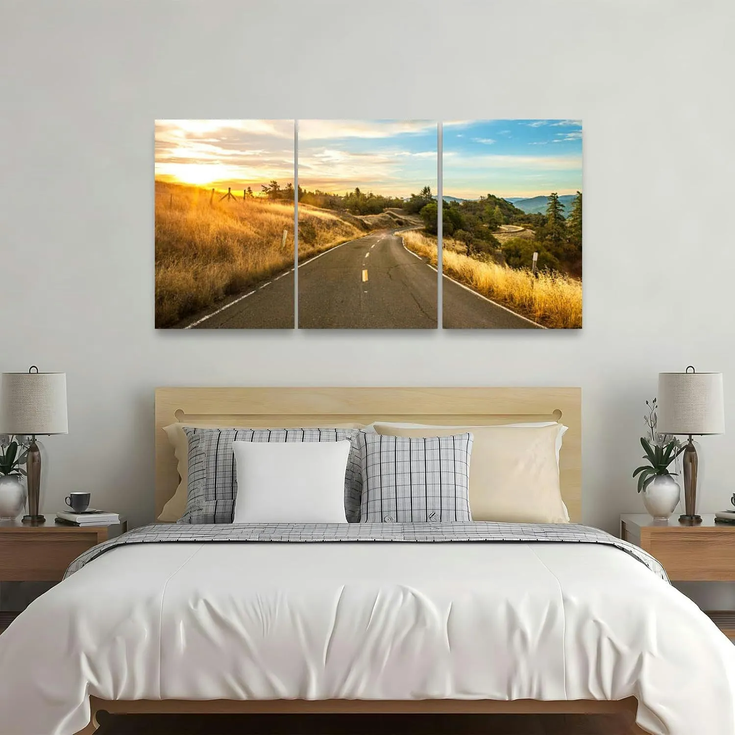 Scenic Drive Orr Springs Road At Dawn Mendocino County 3 Piece Canvas Wall Art for Living Room Bedroom Office Framed Prints Pictures Painting Wall Decor Artwork for Walls Set of 3