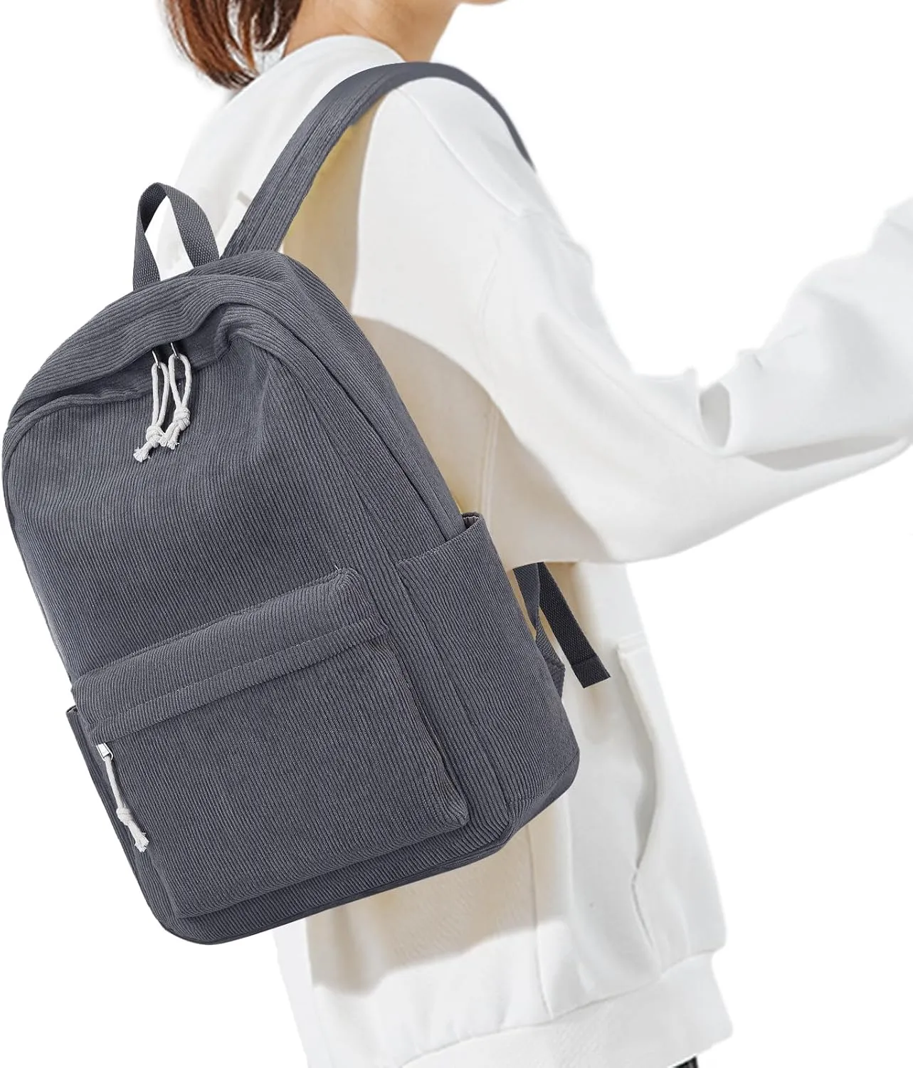 School Backpack for Teens Large Corduroy Bookbag Lightweight 17 inch Laptop Bag for Girls Boys Casual High School College