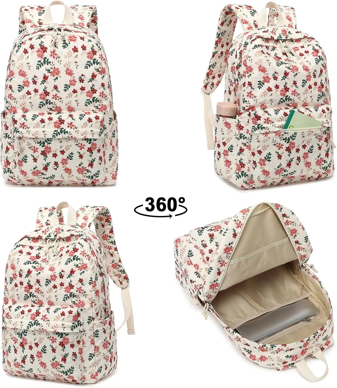 School Backpack for Teens Large Corduroy Bookbag Lightweight Girls Boys Casual High School College 17 inch Laptop Travel Bag