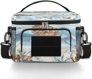 Sea Turtle Algae Fish Starfish Tactical Lunch Box for Men Insulated Lunch Bag Durable Leakproof Cooler Bag with Shoulder Strap and Sturdy Handle for Work Outdoor Picnic Trips
