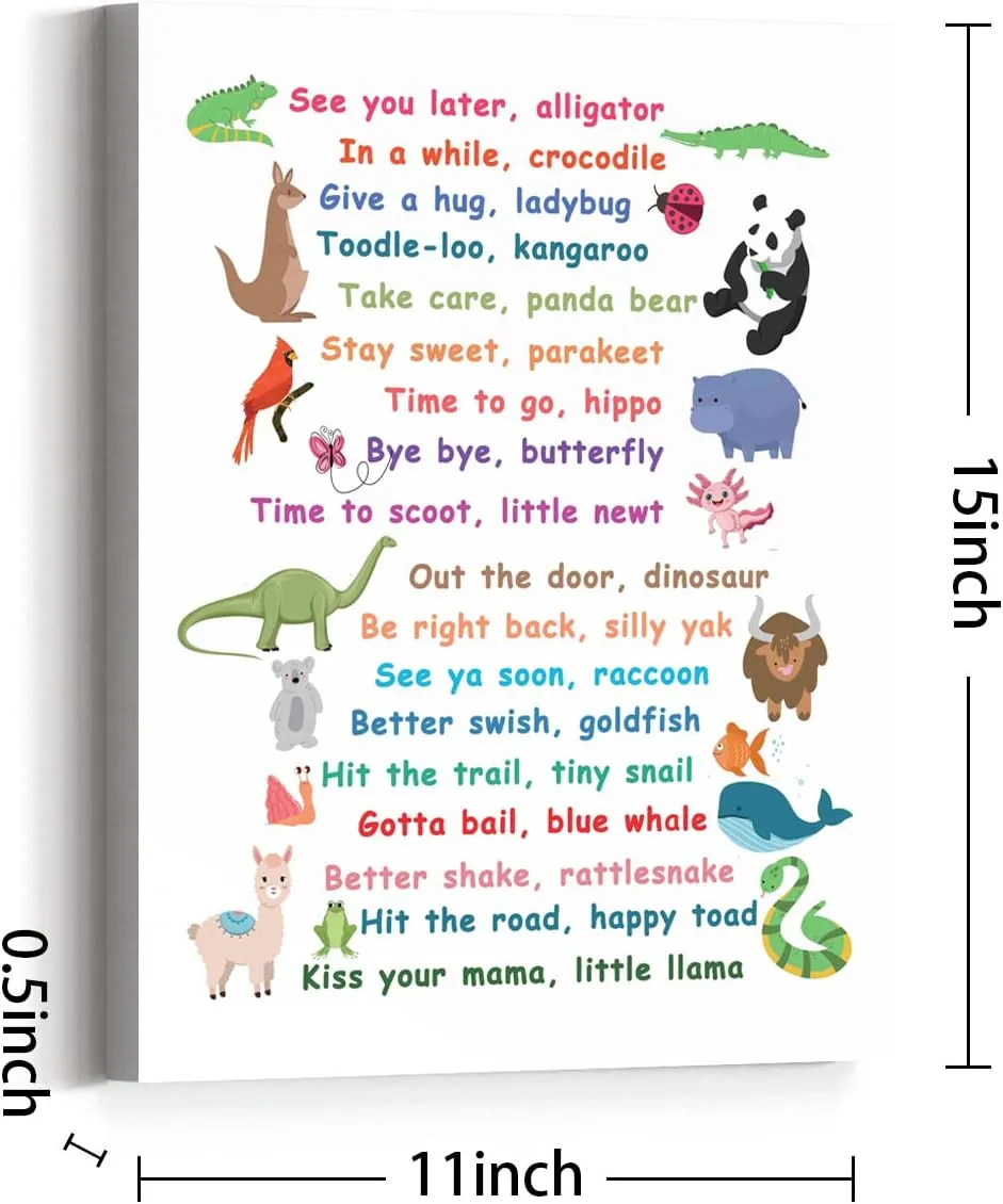 See You Later Alligator Canvas Wall Art,Funny Alligator Canvas Framed Animal Wall Art for Nursery Kids Playroom Classroom Decor(12 x 15 Inch)