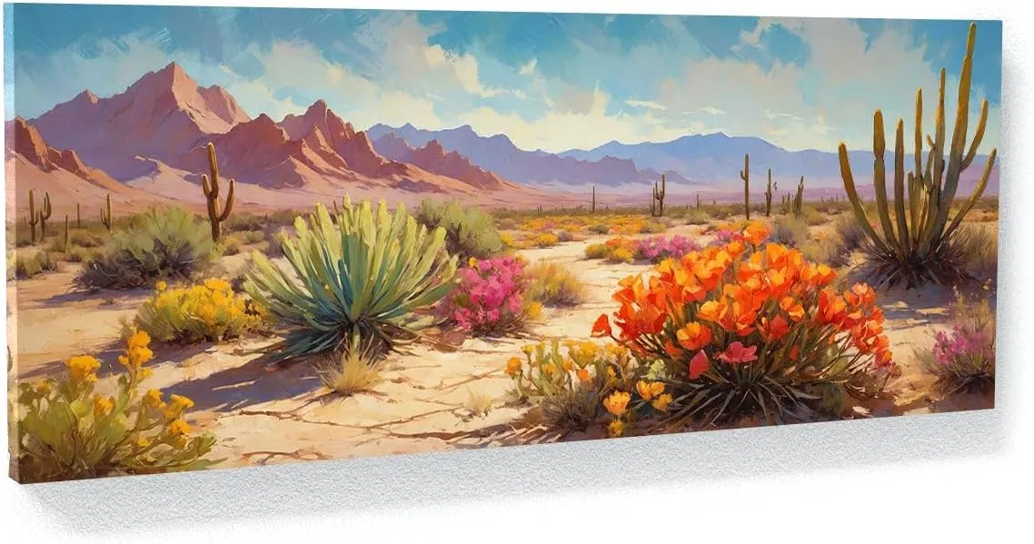 Sense Canvas Dune Desert Bloom Symphony 58 Canvas Art - Home Decor Wall Art Print Poster Painting Small 20x8 / 0.75"