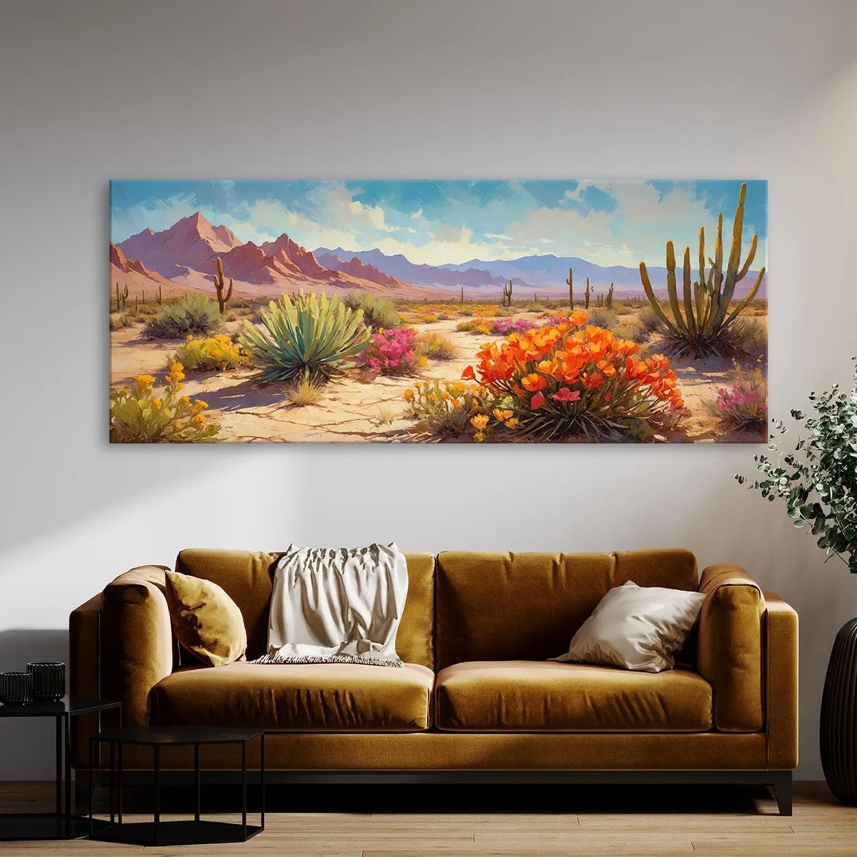 Sense Canvas Dune Desert Bloom Symphony 58 Canvas Art - Home Decor Wall Art Print Poster Painting Small 20x8 / 0.75"