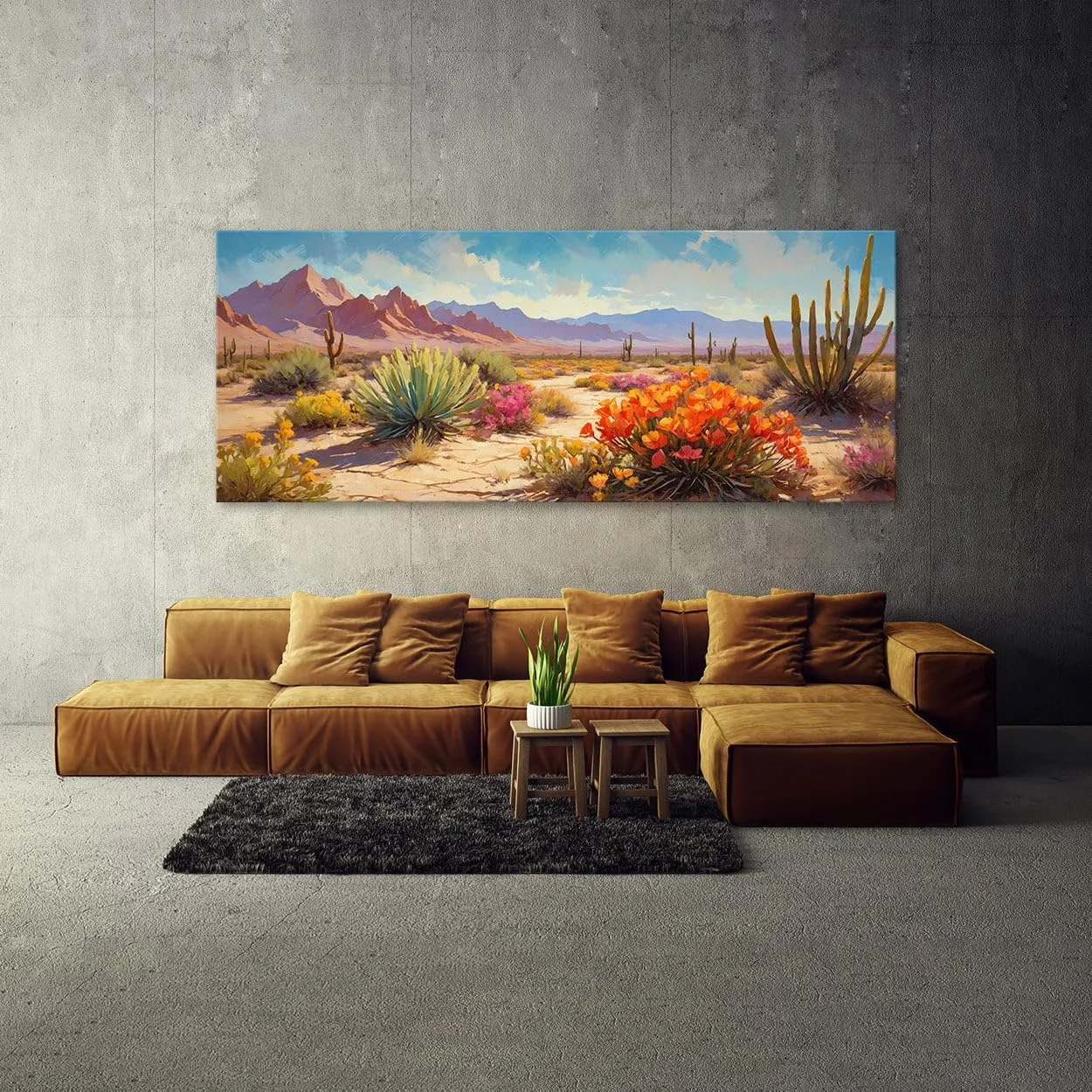 Sense Canvas Dune Desert Bloom Symphony 58 Canvas Art - Home Decor Wall Art Print Poster Painting Small 20x8 / 0.75"