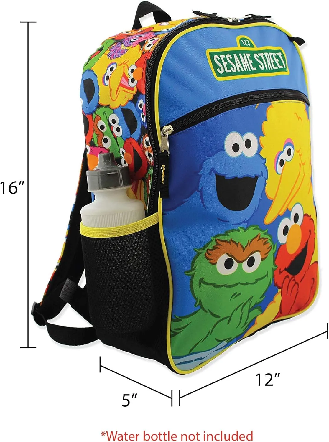 Sesame Street Boys Girls 5 piece Backpack Lunch Bag and Snack Bag School Set (One Size, Blue/Multi)
