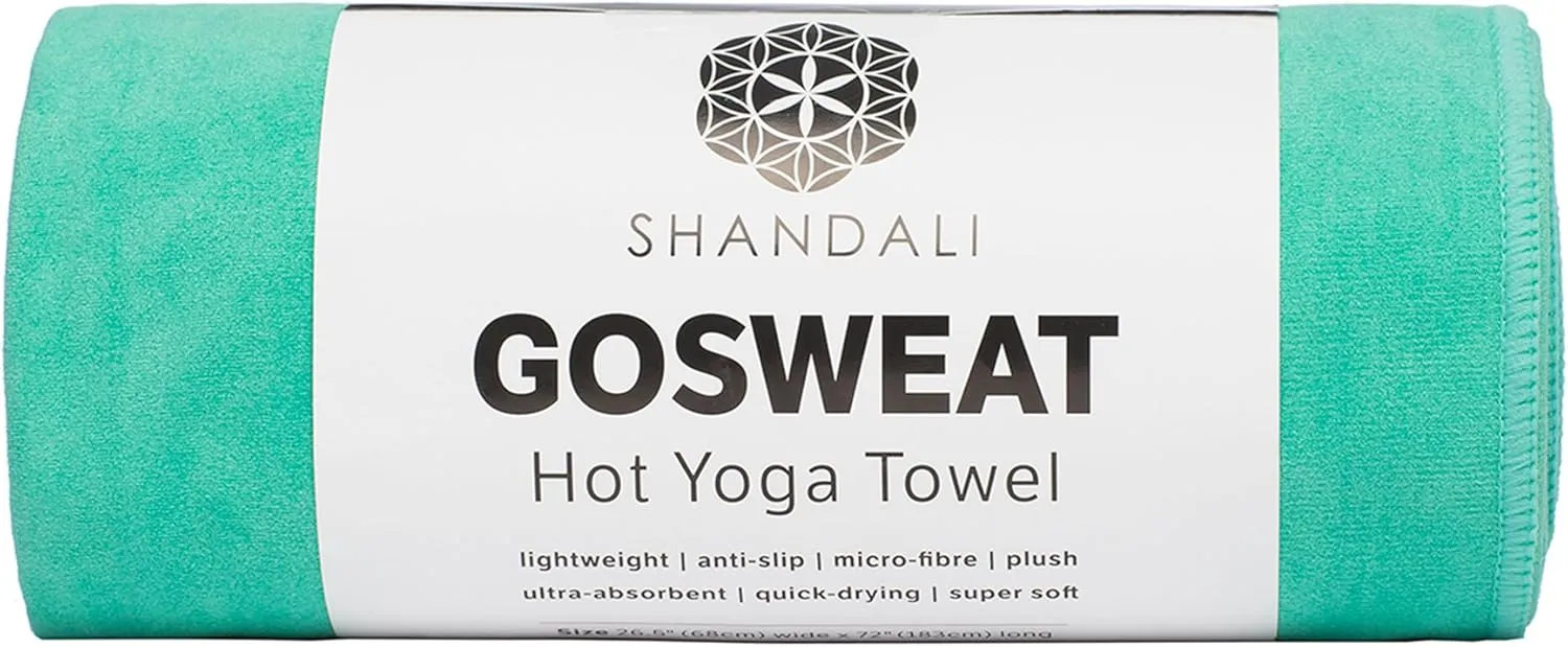 Shandali GoSweat Non-Slip Hot Yoga Towel with Super-Absorbent Soft Suede Microfiber in Many Colors, for Bikram Pilates and Yoga Mats.