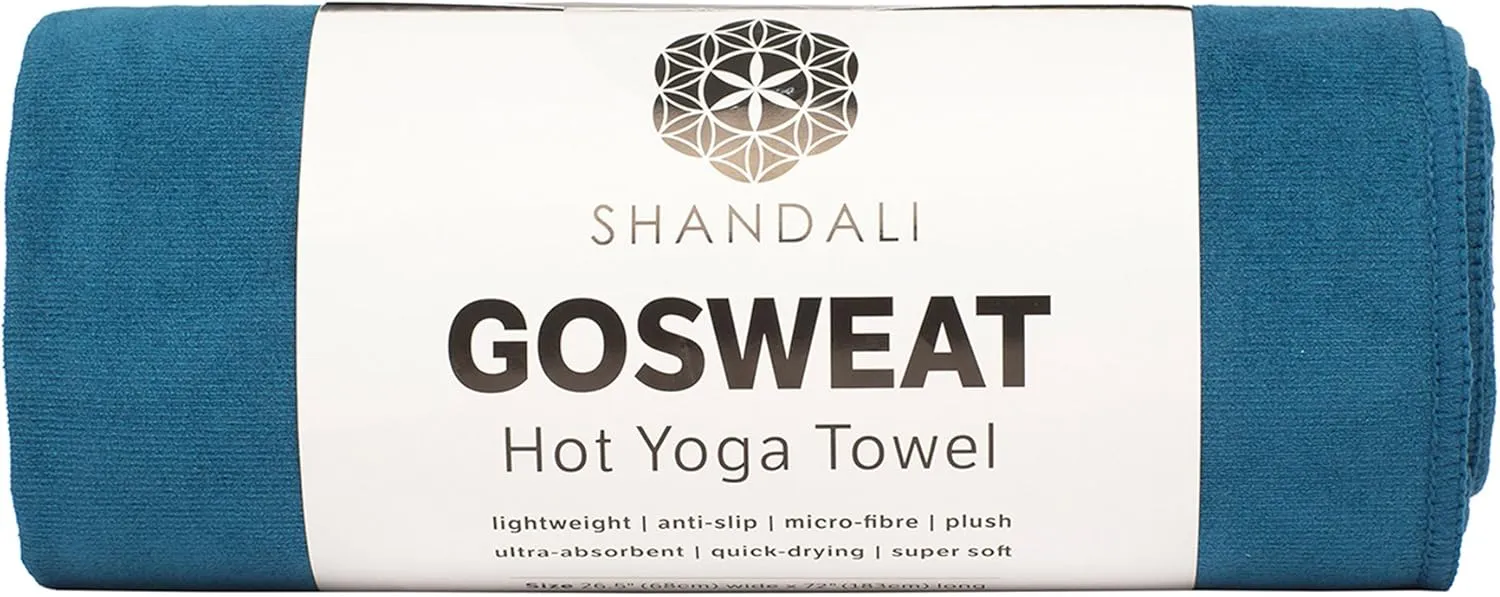 Shandali GoSweat Non-Slip Hot Yoga Towel with Super-Absorbent Soft Suede Microfiber in Many Colors, for Bikram Pilates and Yoga Mats.
