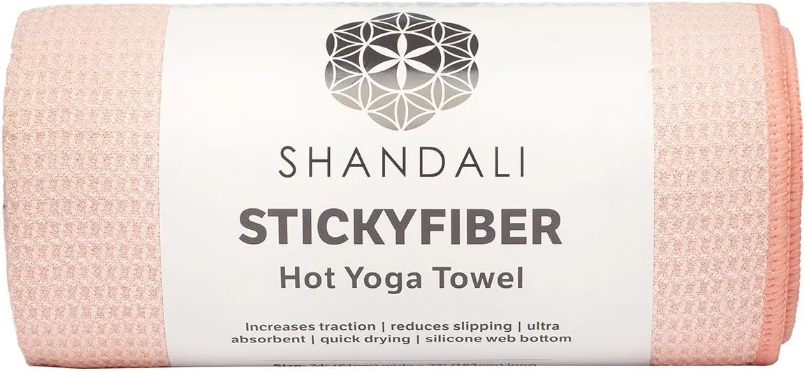 Shandali Hot Yoga Towel - Mat-Sized, Microfiber, Super Absorbent, Anti-Slip, Injury Free, 24" x 72" - Best Bikram Yoga Towel - Exercise, Fitness, Pilates Gear