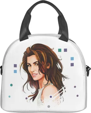 Shania Music Twain Men Women Lunch Bag Insulated Reusable Handheld Crossbody Portable Lunch Box Adult Lunch Box Suitable For Office Work Travel