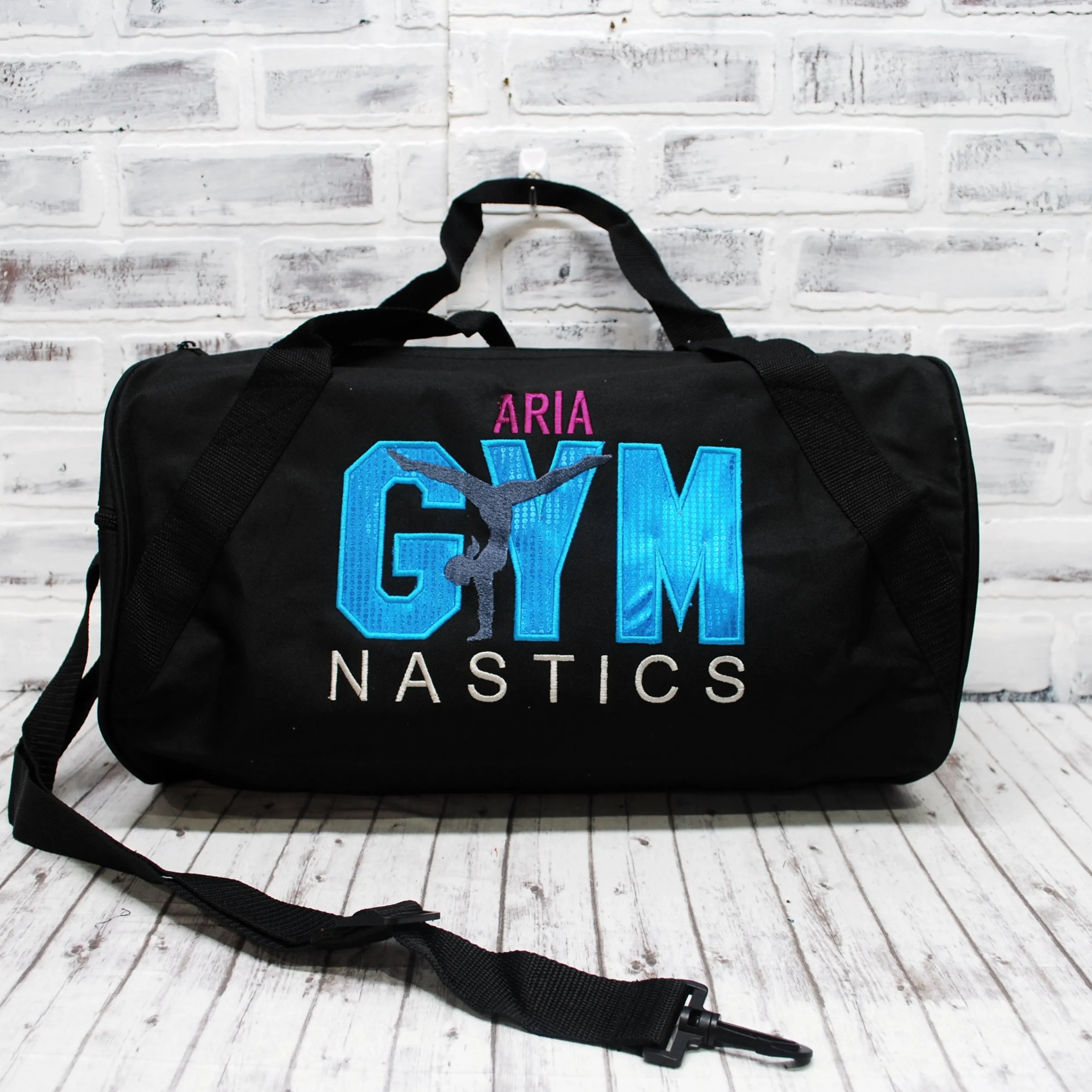 Shiny Teal Personalized Gymnastics Tote or Duffle Bag