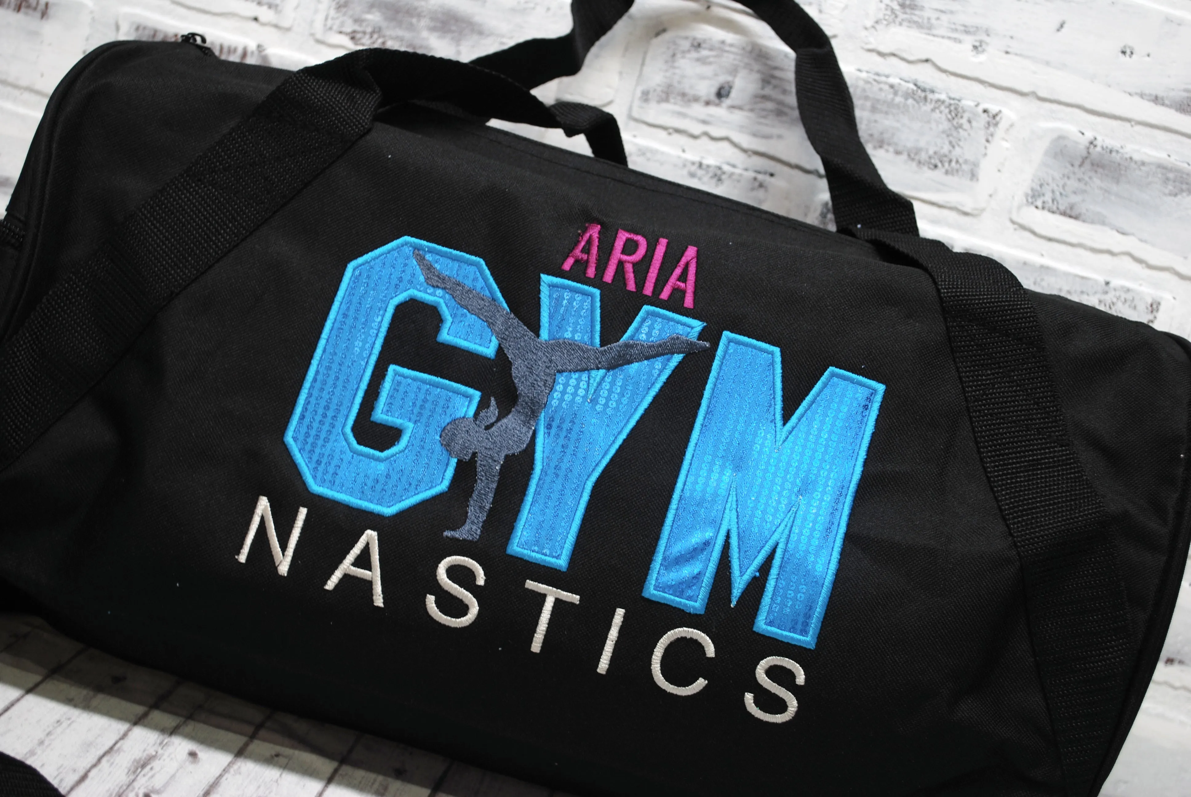 Shiny Teal Personalized Gymnastics Tote or Duffle Bag