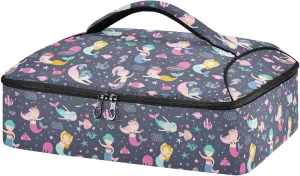 SHJI Casserole Cookware Naive Cute Mermaid Casserole Carriers Insulated Casserole Dish Carrier Bag Pizza Holder Tote for Hot or Cold Food Travel Party Picnic