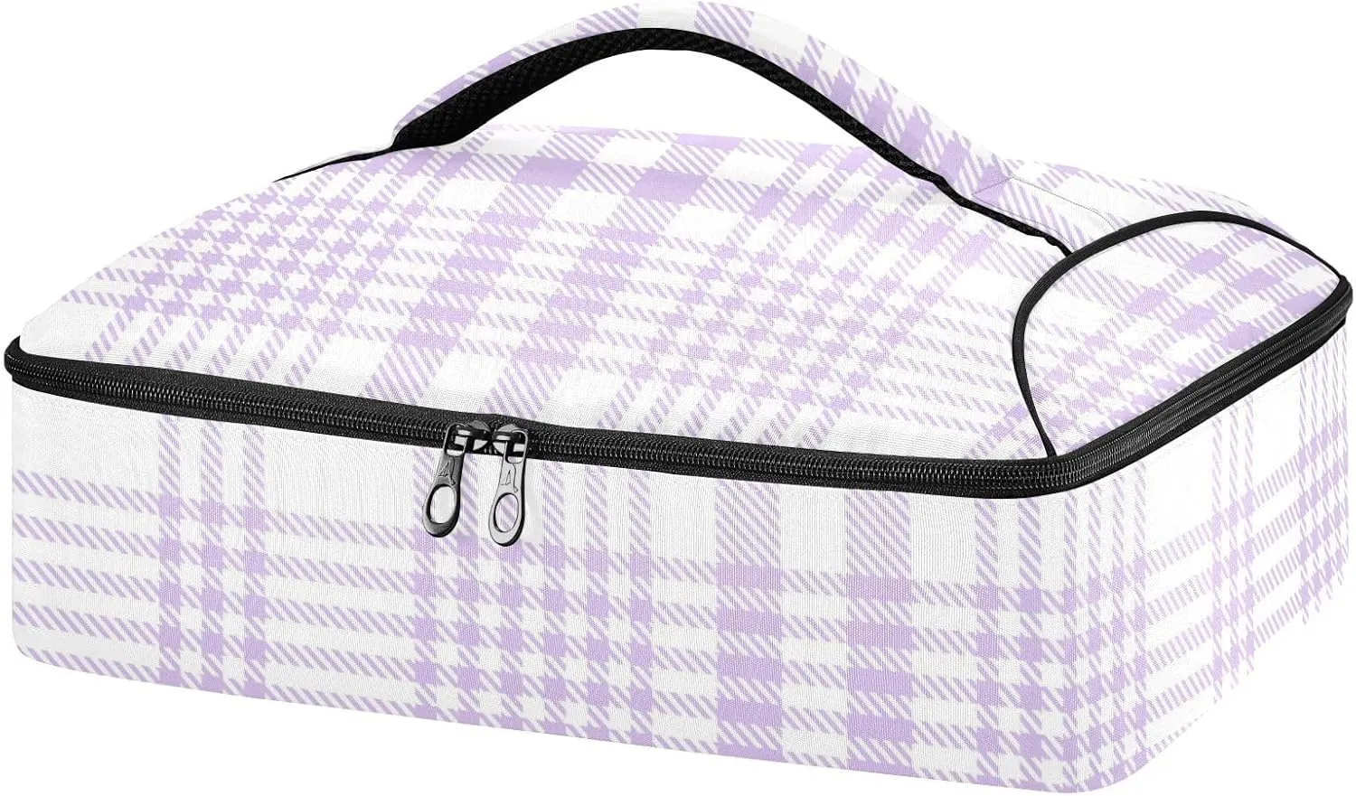 SHJI Casserole Cookware Purple Glen Plaid Casserole Carriers Insulated Casserole Dish Carrier Bag Pizza Holder Tote for Hot or Cold Food Travel Party Picnic