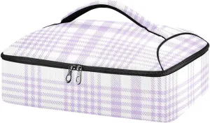 SHJI Casserole Cookware Purple Glen Plaid Casserole Carriers Insulated Casserole Dish Carrier Bag Pizza Holder Tote for Hot or Cold Food Travel Party Picnic