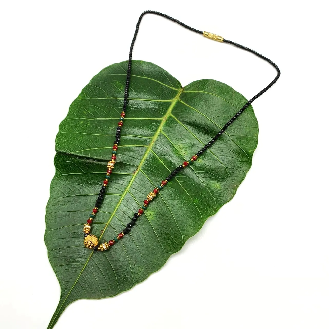 Short Mangalsutra Designs Gold Plated Latest Daily Wear Big Mani Pendant Single Line Mangalsutra