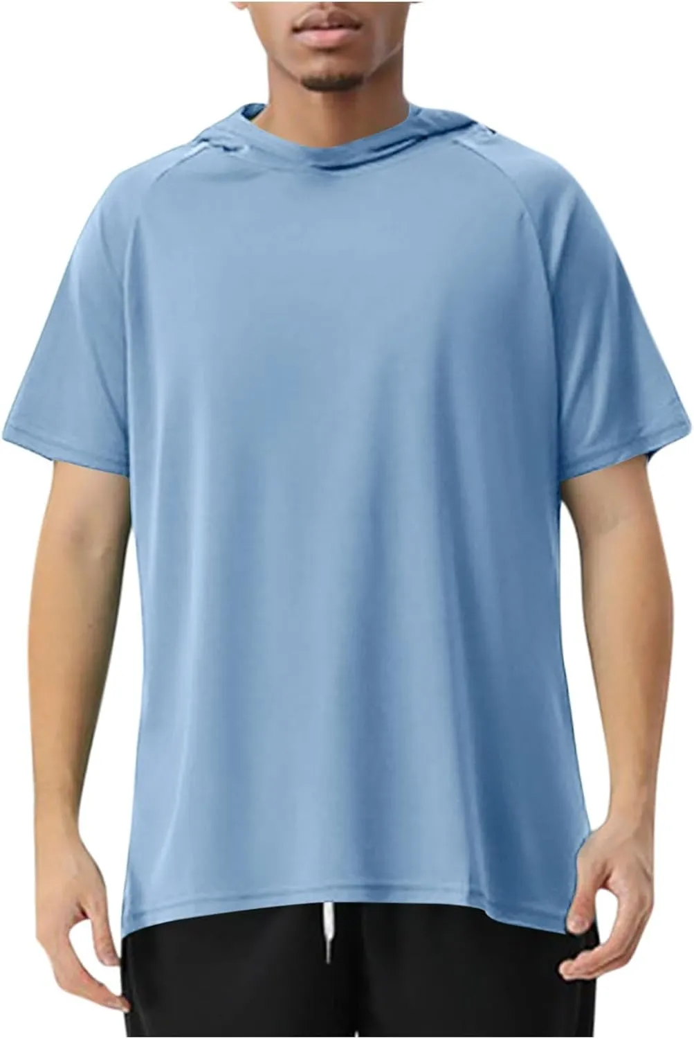 Short Sleeve Hoodies for Men Loose Fit Workout Quick Dry Moisture Wicking Mesh Athletic Lightweight Hooded T-Shirt Plain