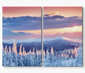 SIGNLEADER Canvas Print Wall Art Snowy Neon Mountain Range Nature Wilderness Photography Realism Contemporary Landscape Colorful Multicolor Ultra for Living Room, Bedroom, Office - 16"x24" x 2