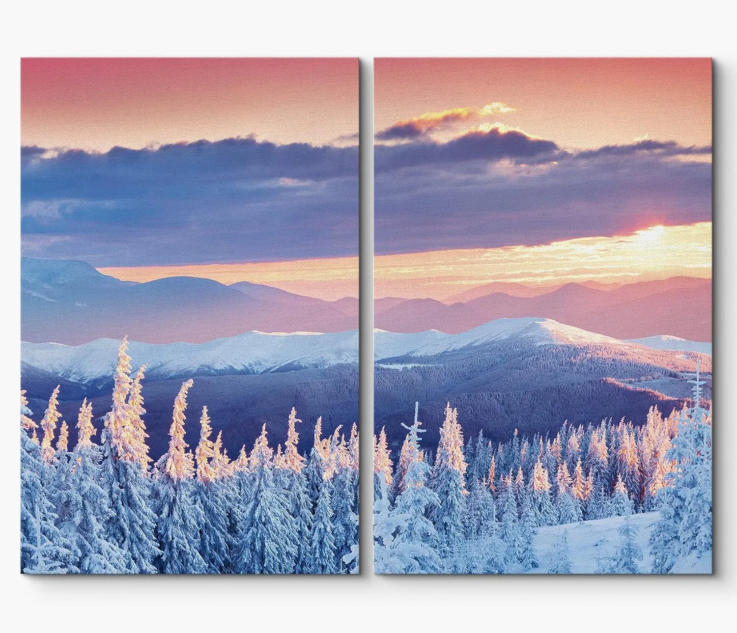 SIGNLEADER Canvas Print Wall Art Snowy Neon Mountain Range Nature Wilderness Photography Realism Contemporary Landscape Colorful Multicolor Ultra for Living Room, Bedroom, Office - 16"x24" x 2