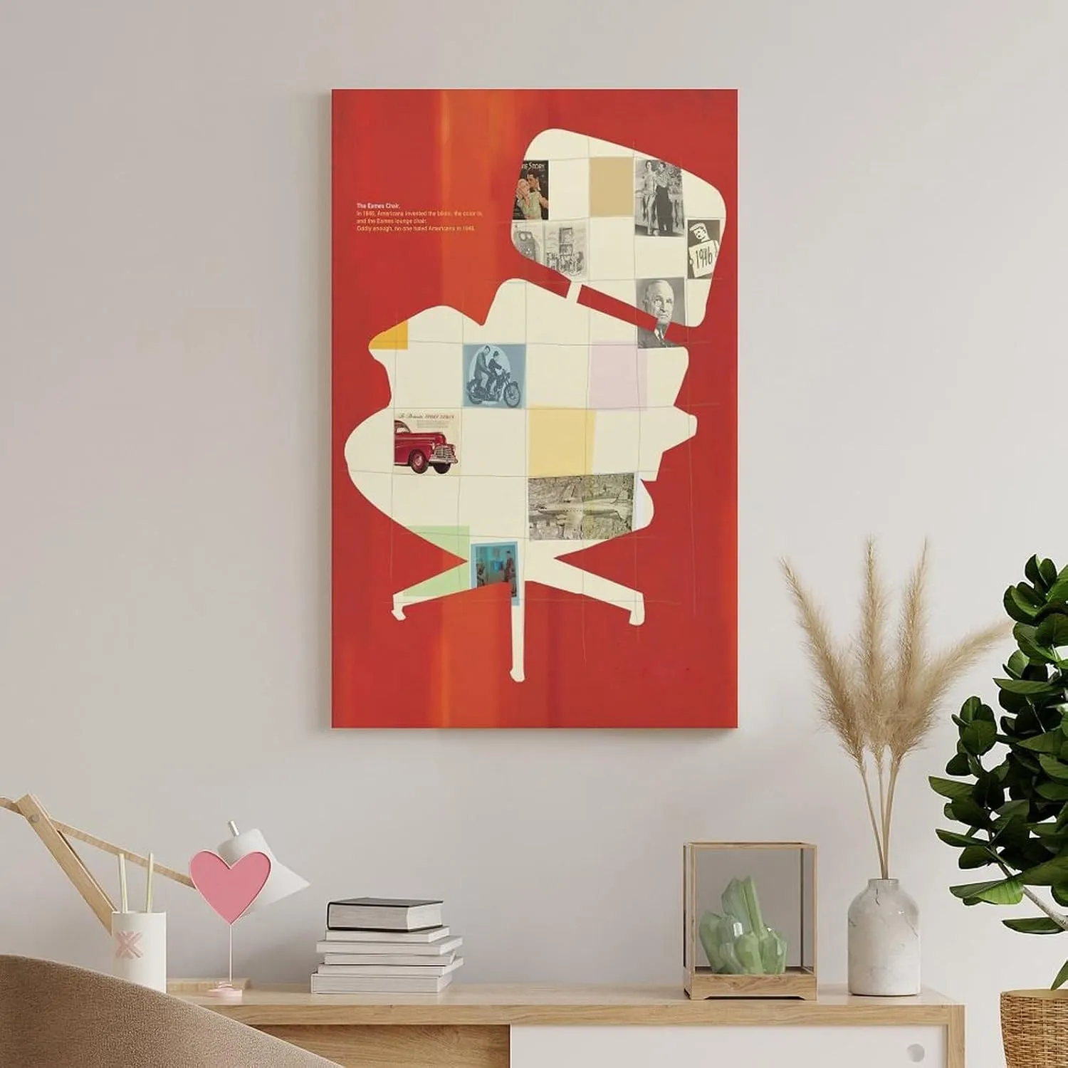 silanod The Eames Chair Canvas Wall Art Poster For Room Aesthetic And Decor Canvas Painting Wall Art Poster for Bedroom Living Room Decor 24x36inch(60x90cm) Frame-style