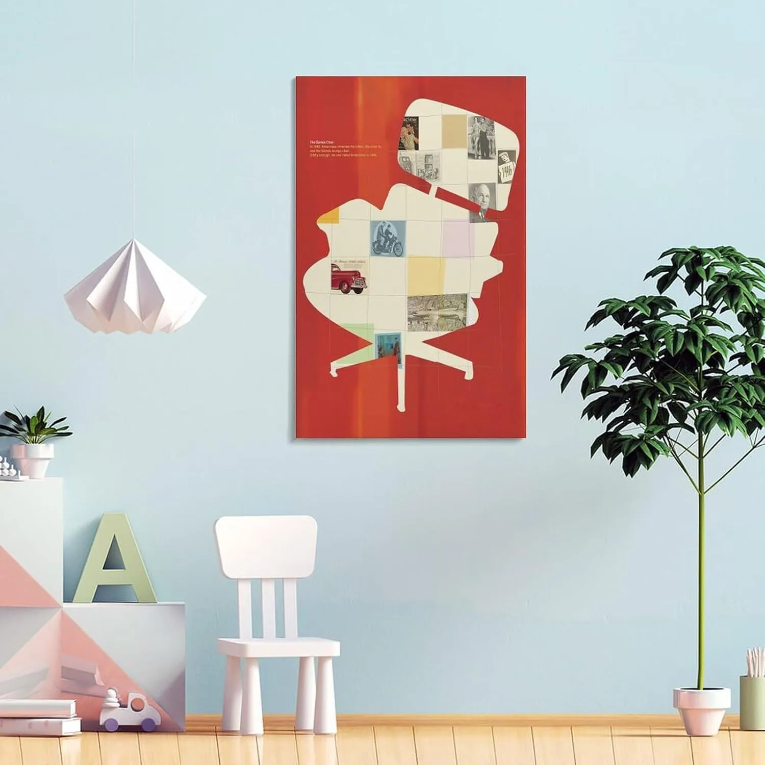 silanod The Eames Chair Canvas Wall Art Poster For Room Aesthetic And Decor Canvas Painting Wall Art Poster for Bedroom Living Room Decor 24x36inch(60x90cm) Frame-style