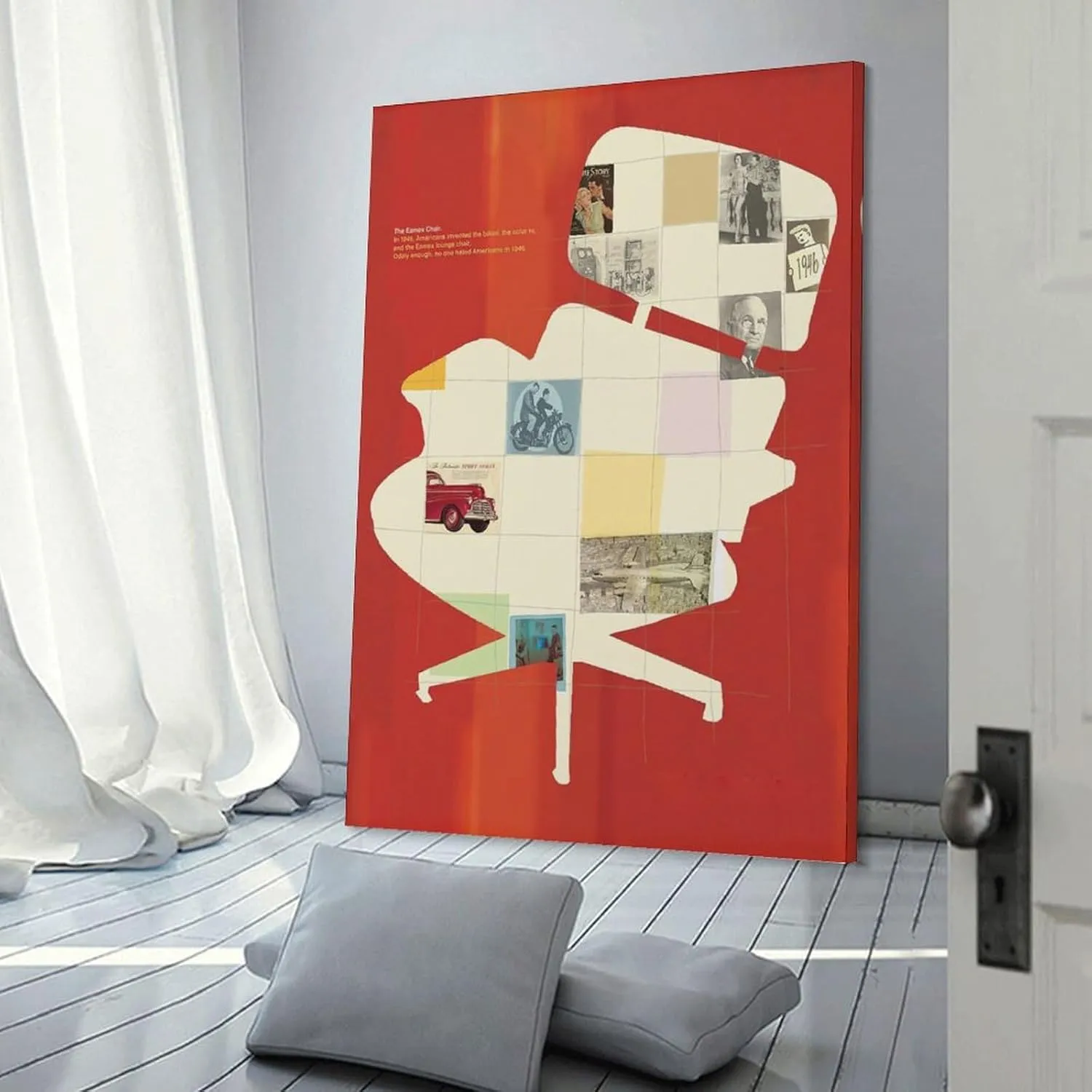 silanod The Eames Chair Canvas Wall Art Poster For Room Aesthetic And Decor Canvas Painting Wall Art Poster for Bedroom Living Room Decor 24x36inch(60x90cm) Frame-style