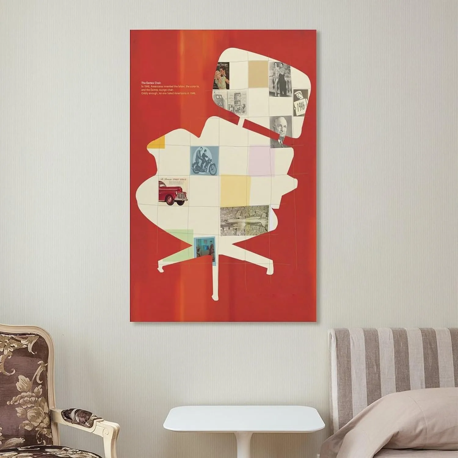 silanod The Eames Chair Canvas Wall Art Poster For Room Aesthetic And Decor Canvas Painting Wall Art Poster for Bedroom Living Room Decor 24x36inch(60x90cm) Frame-style