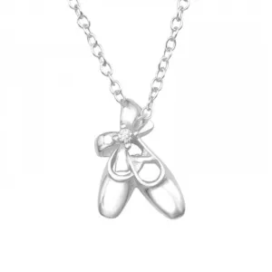 Silver Ballet Slipper Necklace