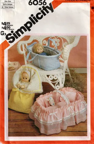 Simplicity 6056 Retro Baby Doll Carriers for 18 Inch Dolls 1980s Vintage Sewing Pattern UNCUT Factory Folded