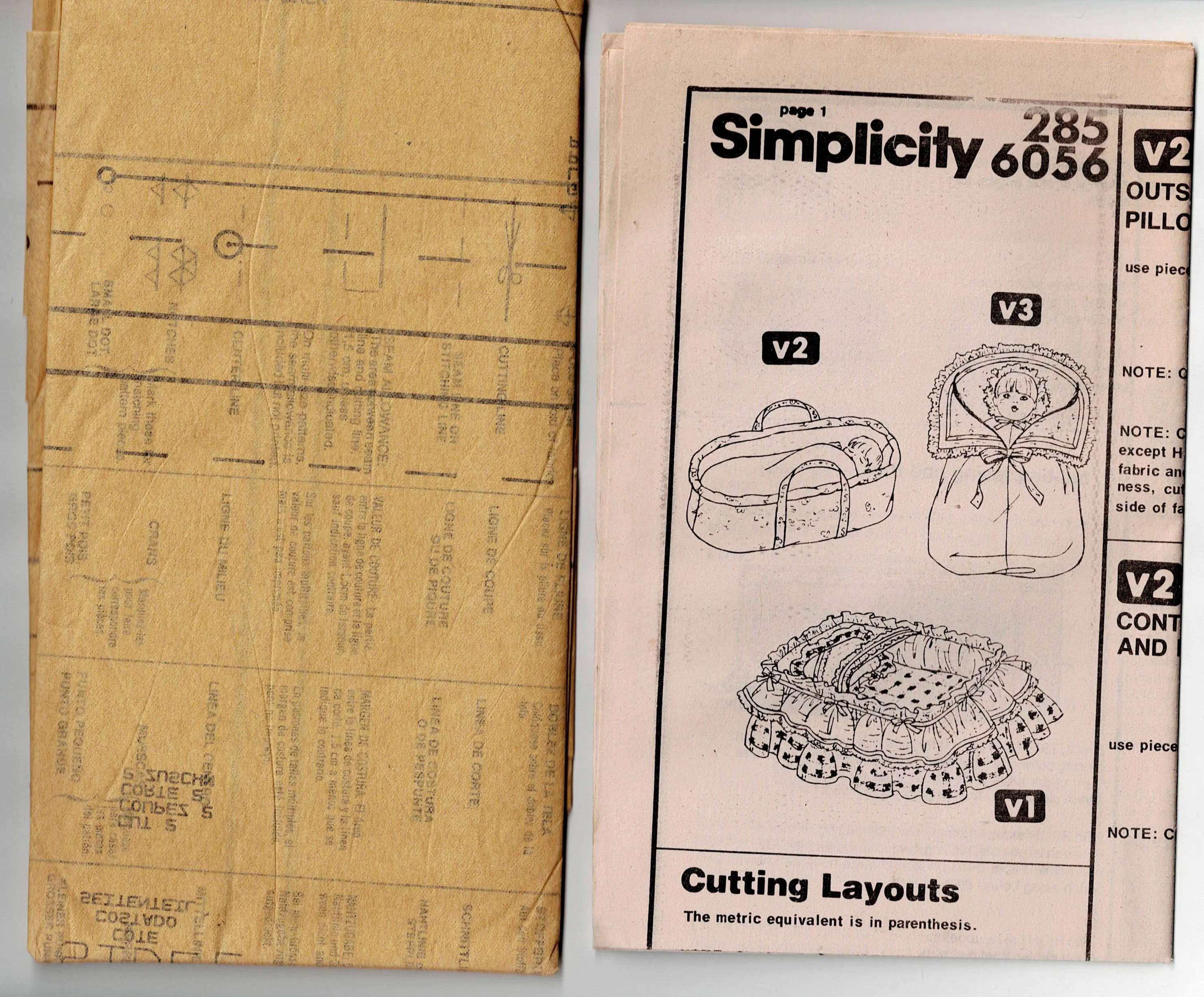 Simplicity 6056 Retro Baby Doll Carriers for 18 Inch Dolls 1980s Vintage Sewing Pattern UNCUT Factory Folded