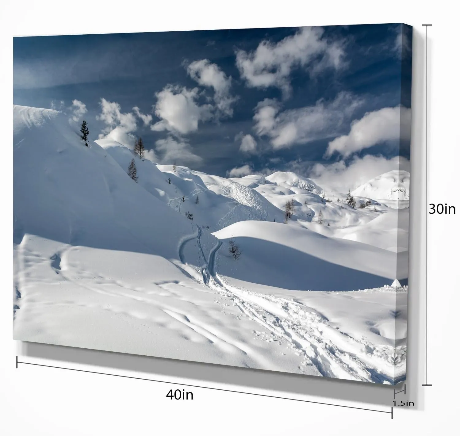 Ski Tracks on a Slope Landscape Photo Canvas Art Print