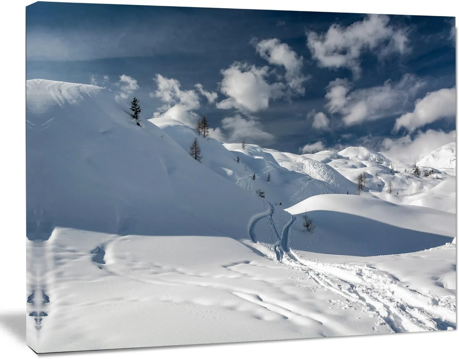 Ski Tracks on a Slope Landscape Photo Canvas Art Print